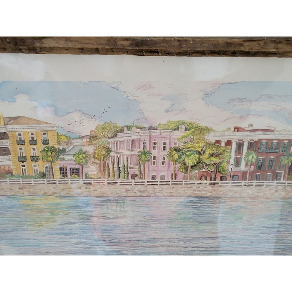 Jeanie Drucker Battery Reflections Charleston SC Framed Watercolor Print 17x11 - Picture 5 of 10